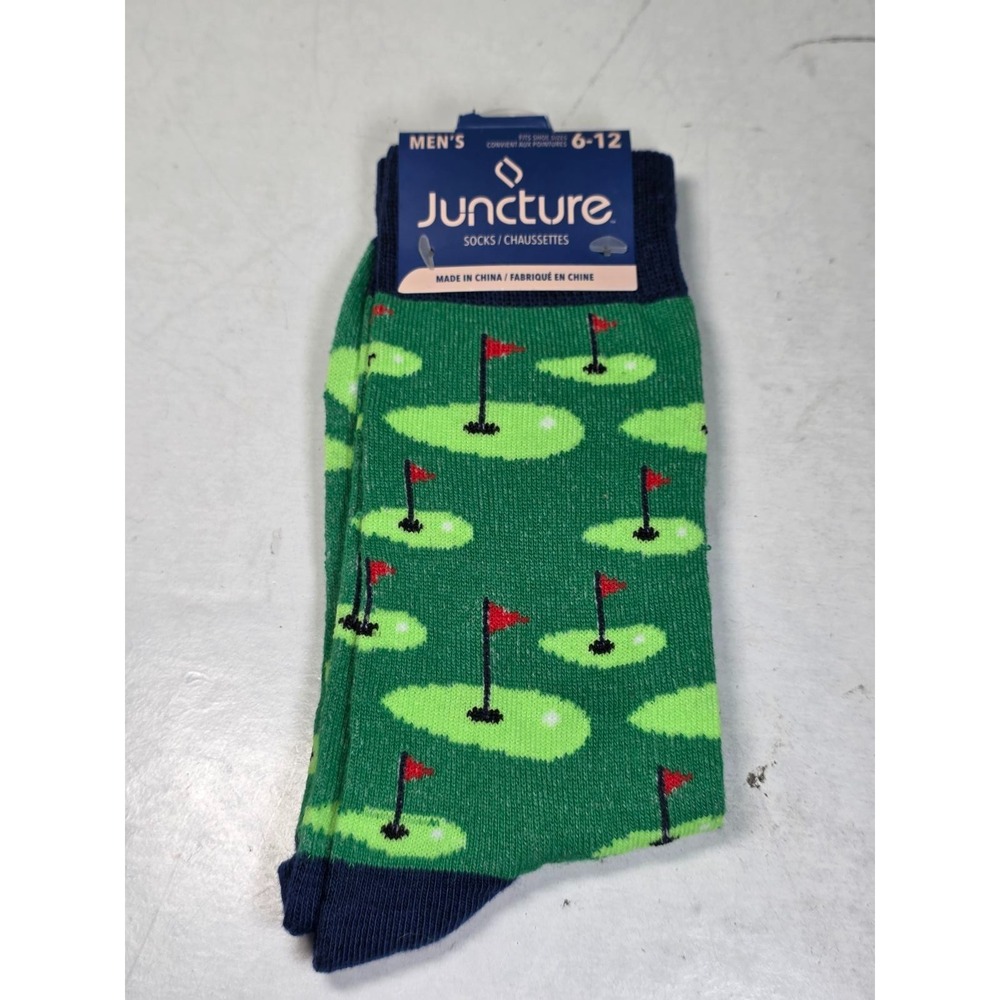 Juncture Men's Golf Socks Size‎ 6-12 Green Navy Red Crew Sock